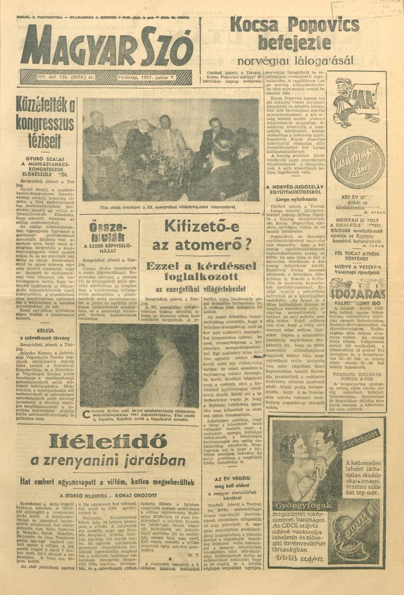 Magyar Szó, 14. évf. 1957. június 9. 156. sz. 1–12. oldal