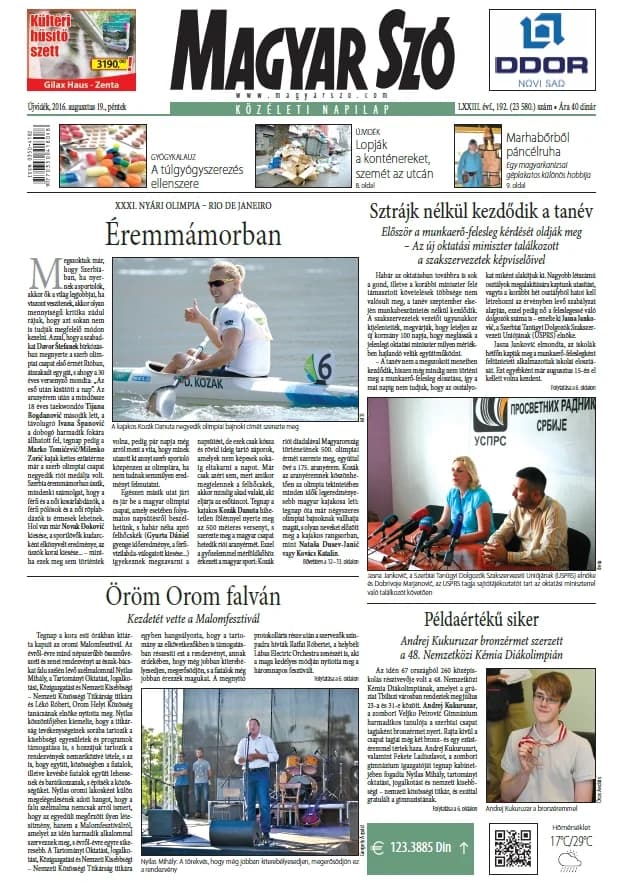 Magyar Szó, 73. évf. 2016. augusztus 19. 192. sz. 1–16. oldal