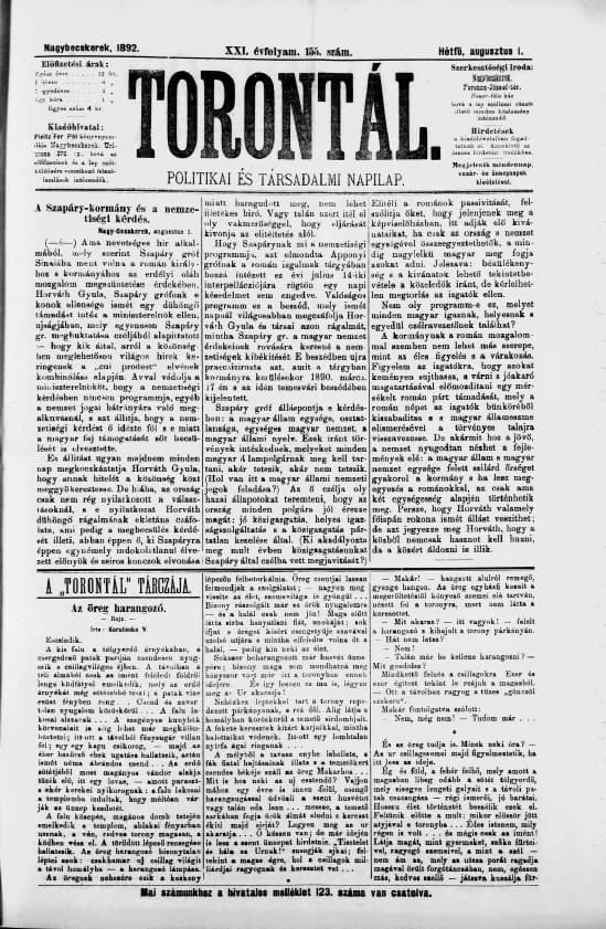 Torontál, 21. évf. 1892. augusztus 1. 155. sz.