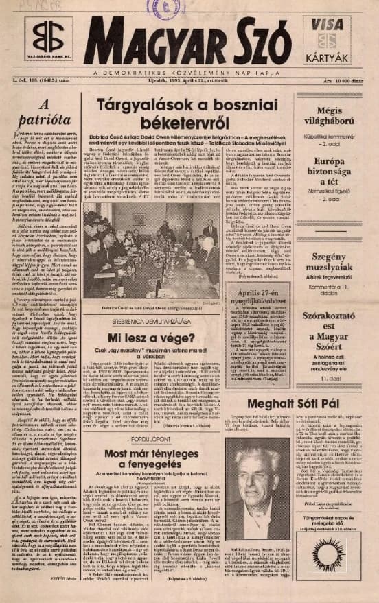 Magyar Szó, 50. évf. 1993. április 22. 108. sz. 1–16. oldal