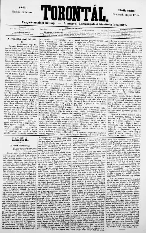 Torontál, 6. évf. 1877. május 17. 20. sz.