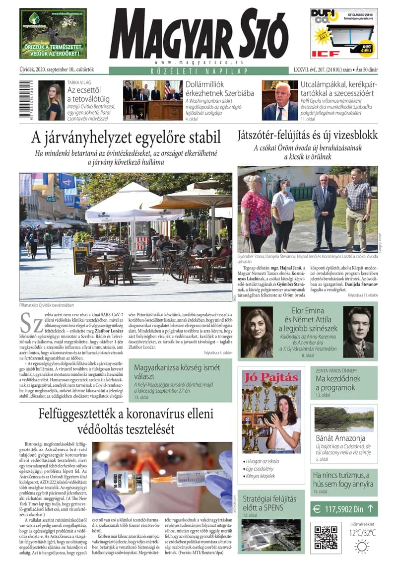 Magyar Szó, 77. évf. 2020. szeptember 10. 207. sz. 1–20. oldal