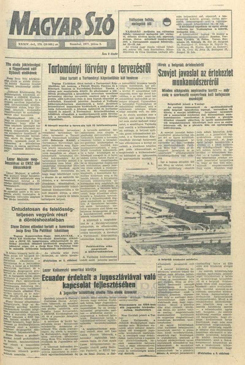 Magyar Szó, 34. évf. 1977. július 2. 179. sz.