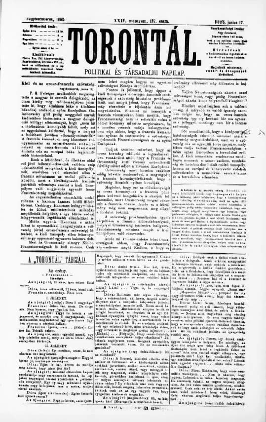 Torontál, 24. évf. 1895. június 17. 137. sz.