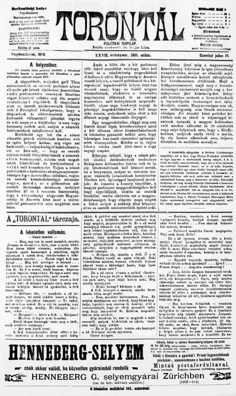 Torontál, 27. évf. 1898. július 16. 160. sz.