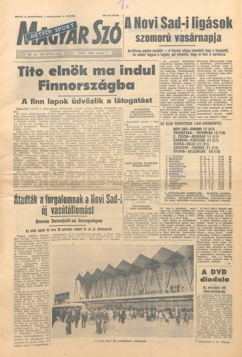 Magyar Szó, 21. évf. 1964. június 1. 150. sz. 1–16. oldal