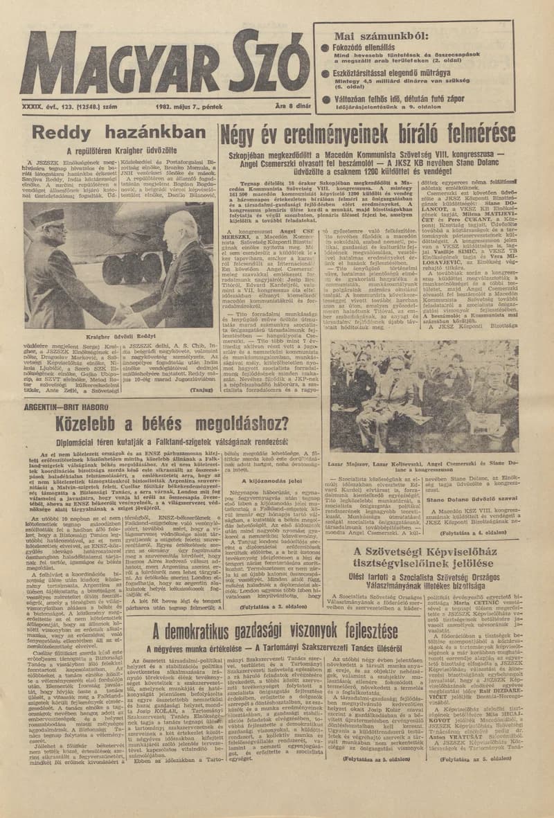 Magyar Szó, 39. évf. 1982. május 7. 123. sz. 1–20. oldal