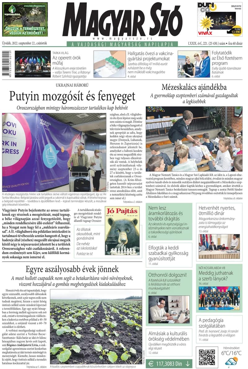 Magyar Szó, 79. évf. 2022. szeptember 22. 221. sz. 1–20. oldal