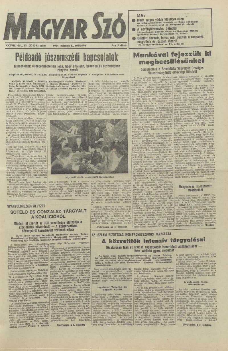 Magyar Szó, 38. évf. 1981. március 5. 62. sz.