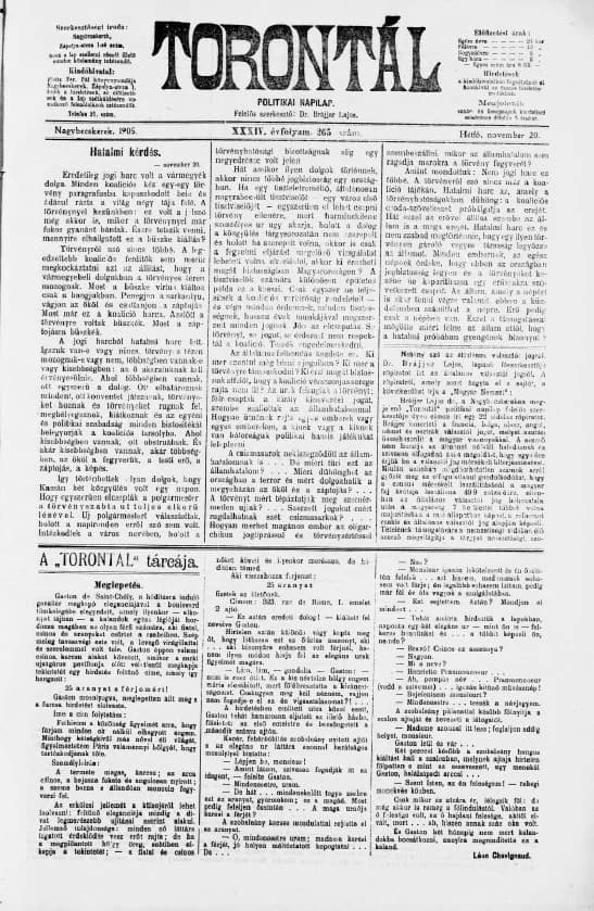 Torontál, 34. évf. 1905. november 20. 265. sz.