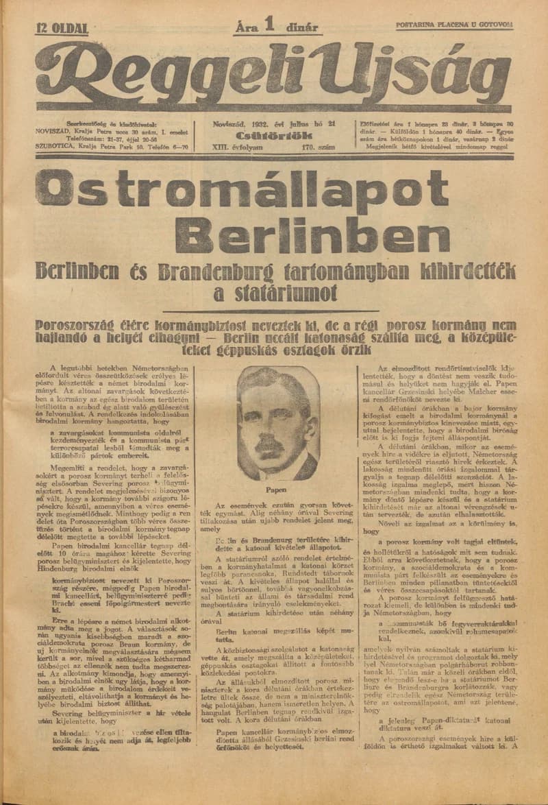 Reggeli Újság, 13. évf. 1932. július 21. 170. sz.