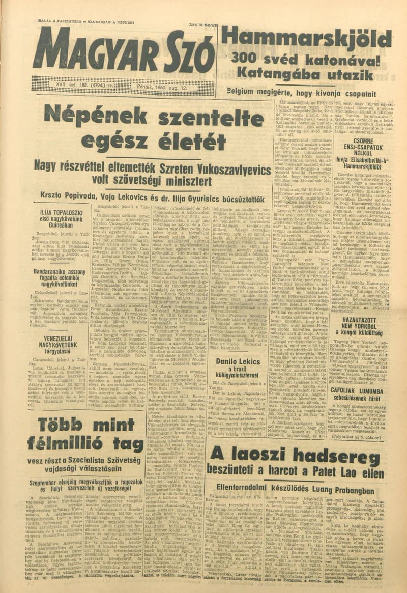Magyar Szó, 17. évf. 1960. augusztus 12. 188. sz. 1–22. oldal