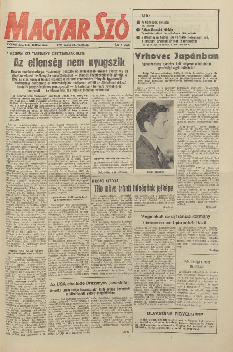 Magyar Szó, 38. évf. 1981. május 24. 140. sz.