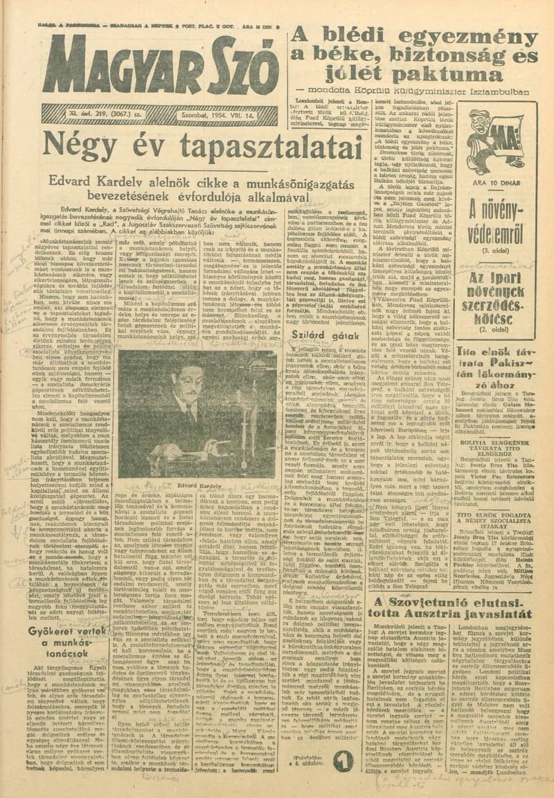 Magyar Szó, 11. évf. 1954. augusztus 14. 219. sz. 1–8. oldal