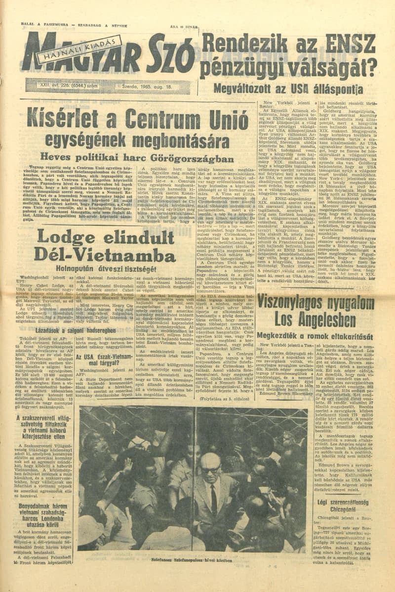 Magyar Szó, 22. évf. 1965. augusztus 18. 226. sz. 1–14. oldal