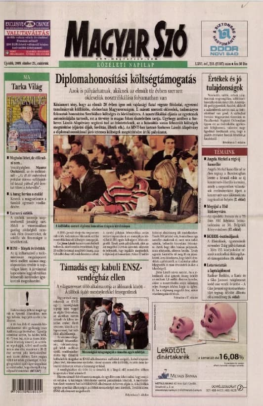 Magyar Szó, 66. évf. 2009. október 29. 253. sz. 1–20. oldal