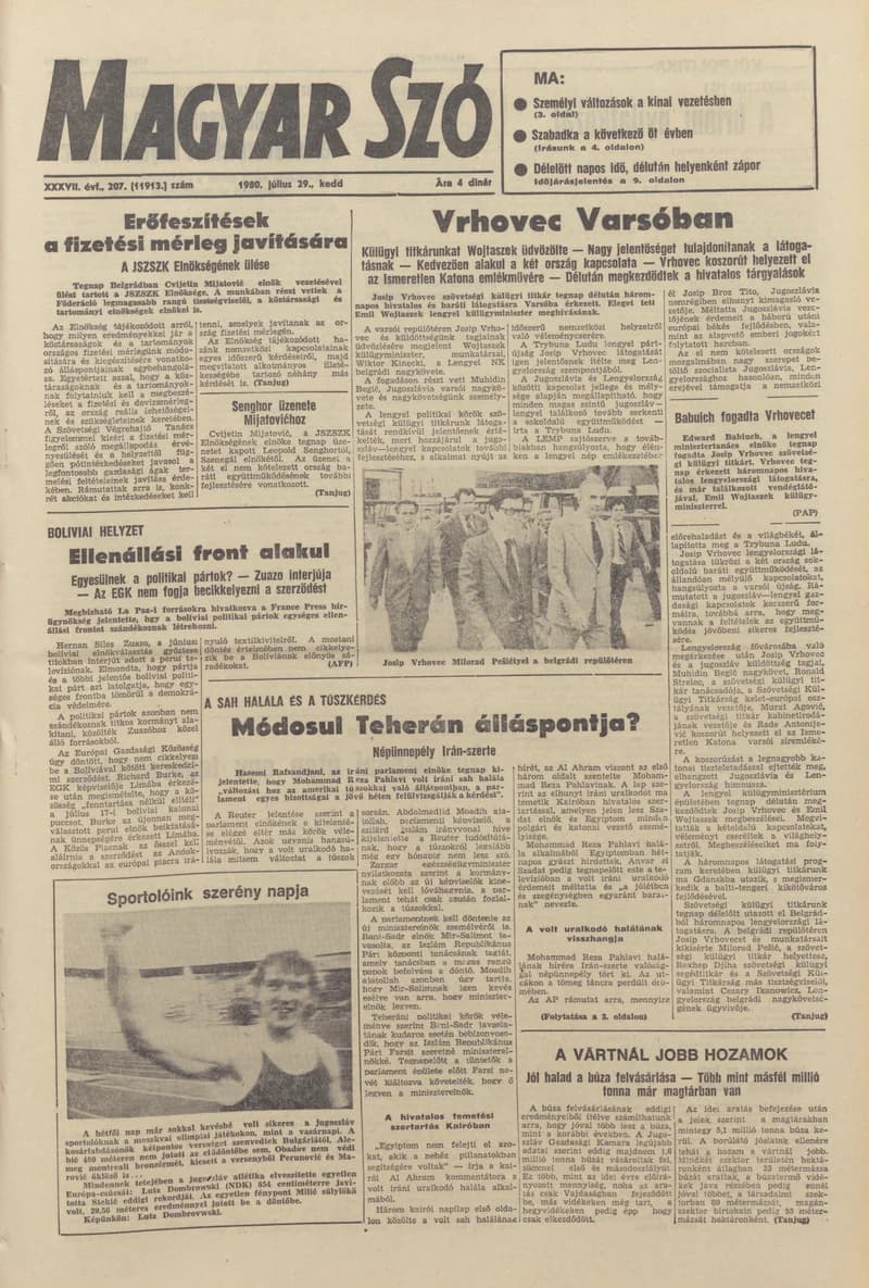 Magyar Szó, 37. évf. 1980. július 29. 207. sz. 1–16. oldal