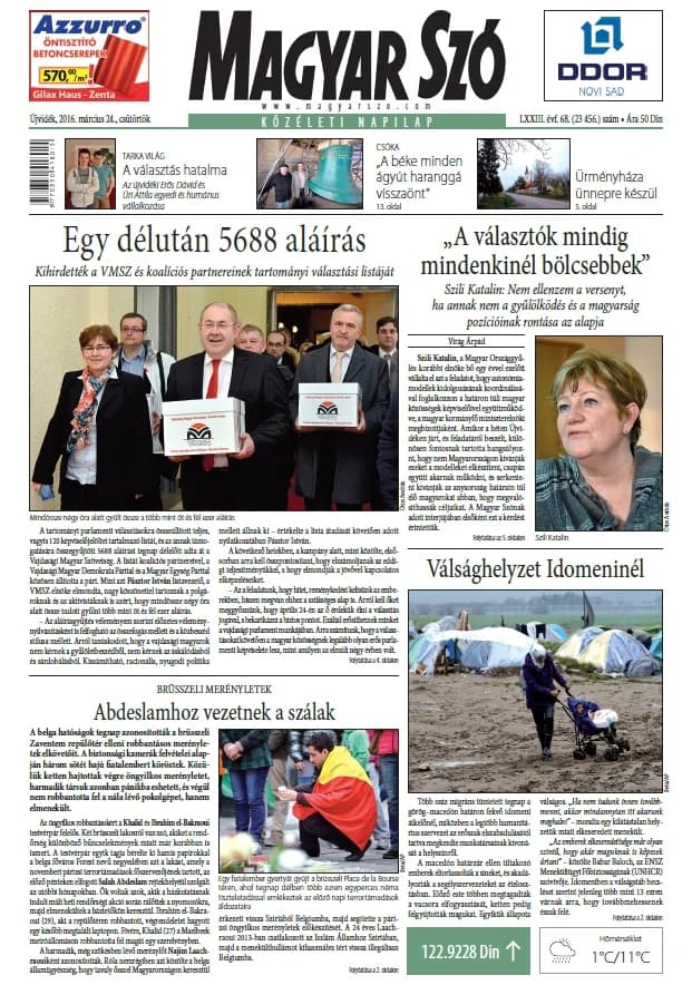 Magyar Szó, 73. évf. 2016. március 24. 68. sz. 1–20. oldal