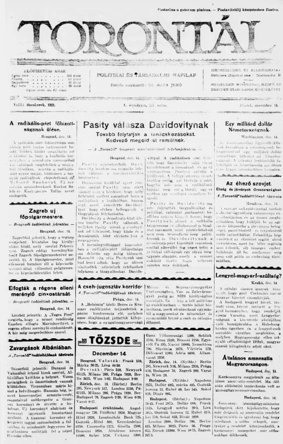 Torontál, 50. évf. 1921. december 16. 277. sz.