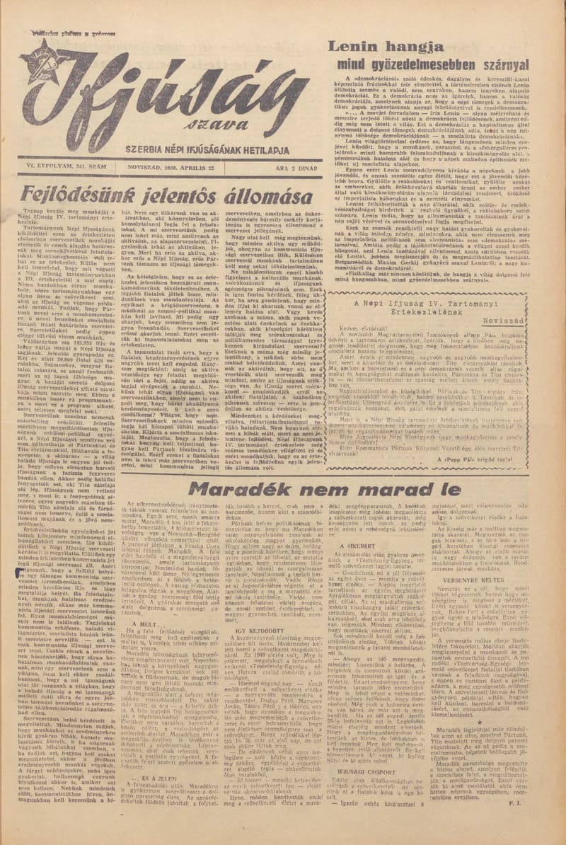Ifjúság Szava, 6. évf. 1950. április 22. 241. sz.