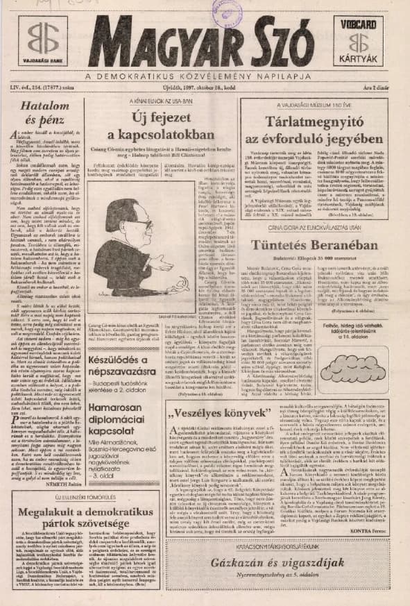 Magyar Szó, 54. évf. 1997. október 28. 254. sz. 1–16. oldal
