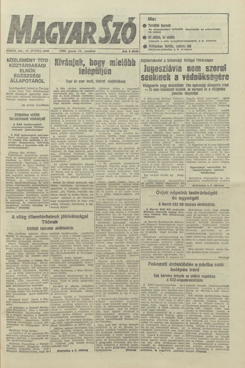 Magyar Szó, 37. évf. 1980. január 19. 17. sz. 1–20. oldal