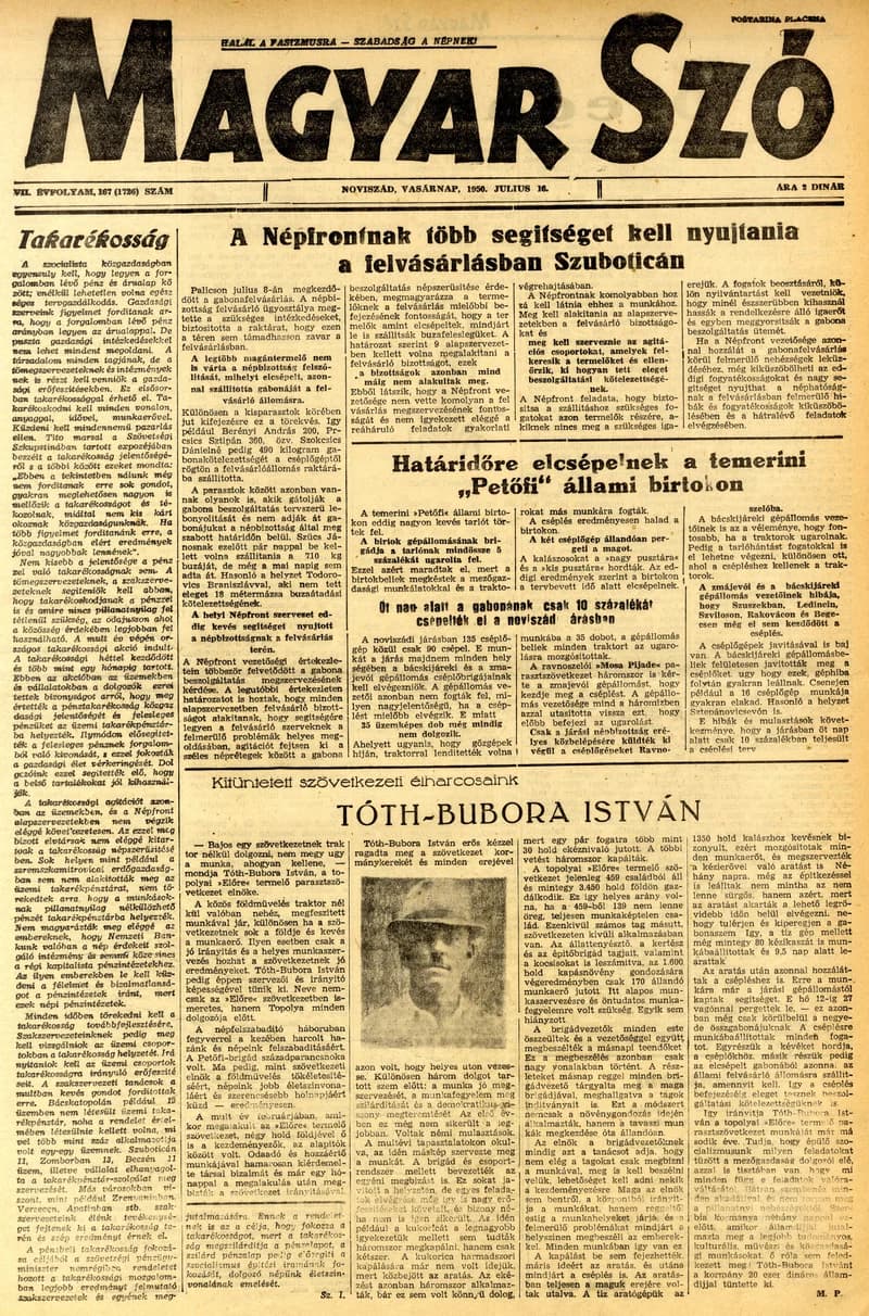 Magyar Szó, 7. évf. 1950. július 16. 167. sz. 1–4. oldal