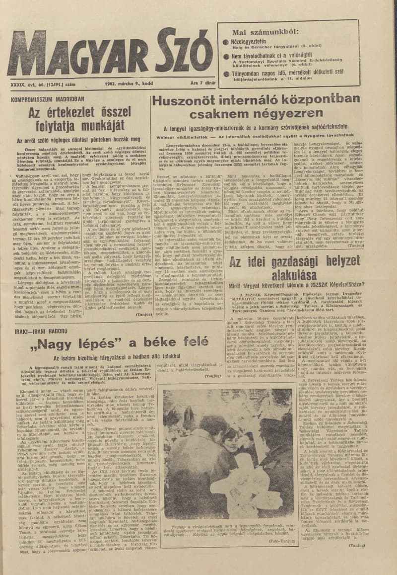 Magyar Szó, 39. évf. 1982. március 9. 66. sz. 1–20. oldal
