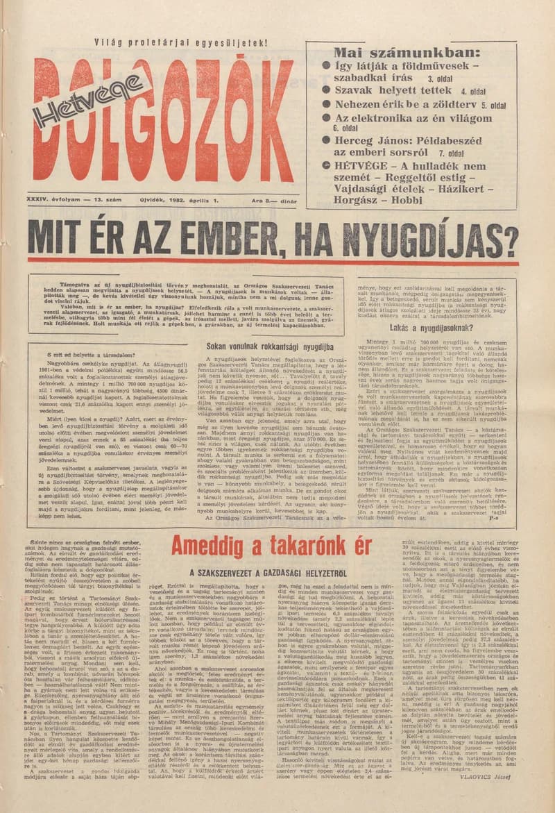 Dolgozók, 36. évf. 1982. április 1. 13. sz.