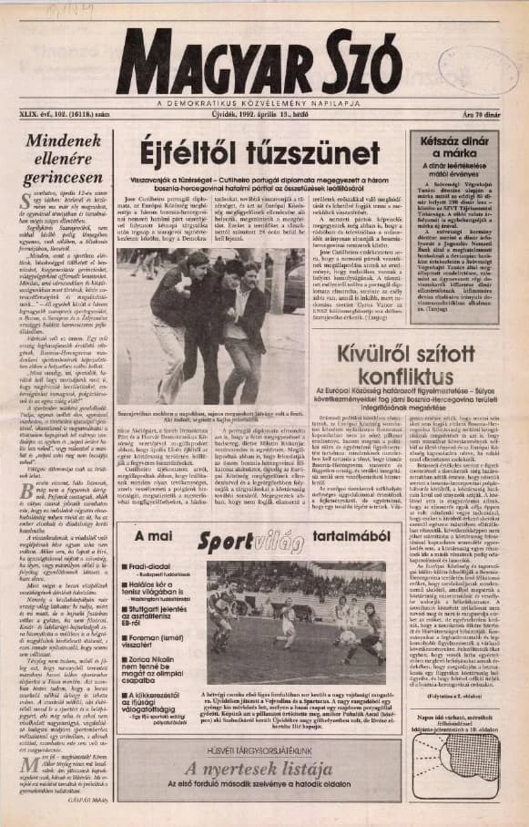 Magyar Szó, 49. évf. 1992. április 13. 102. sz. 1–20. oldal