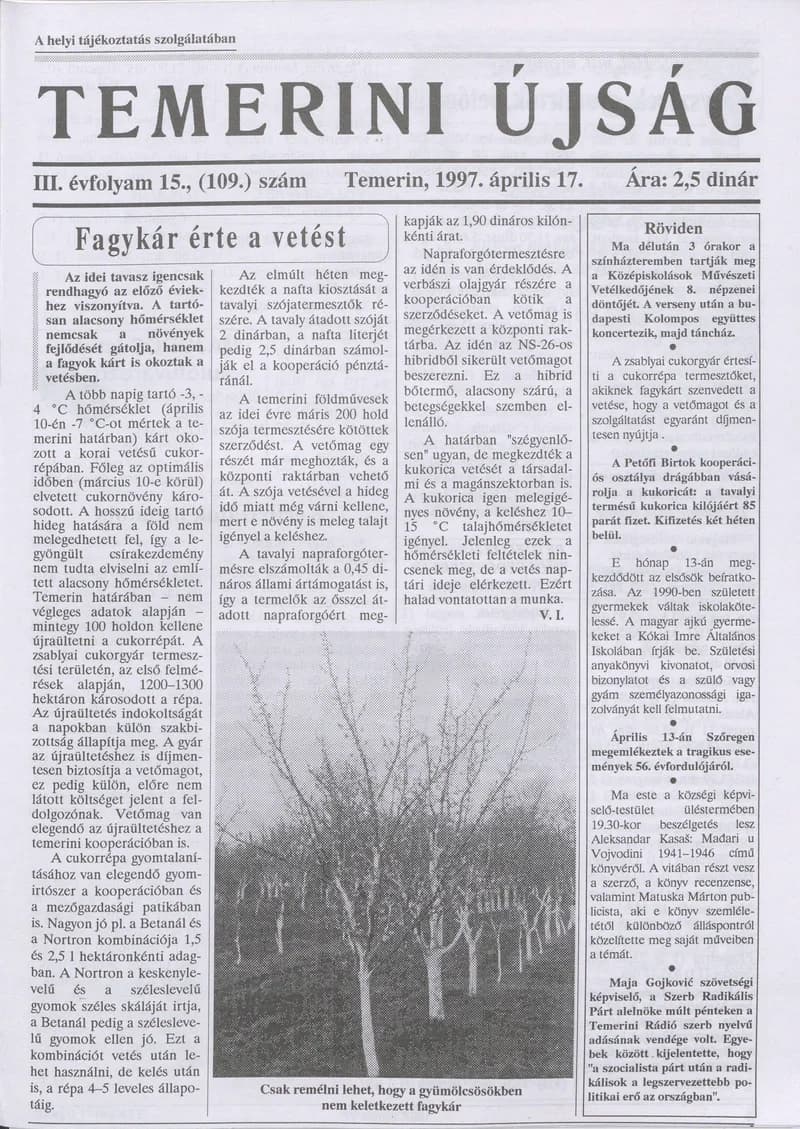 Temerini Újság, 3. évf. 1997. április 17. 15. sz.