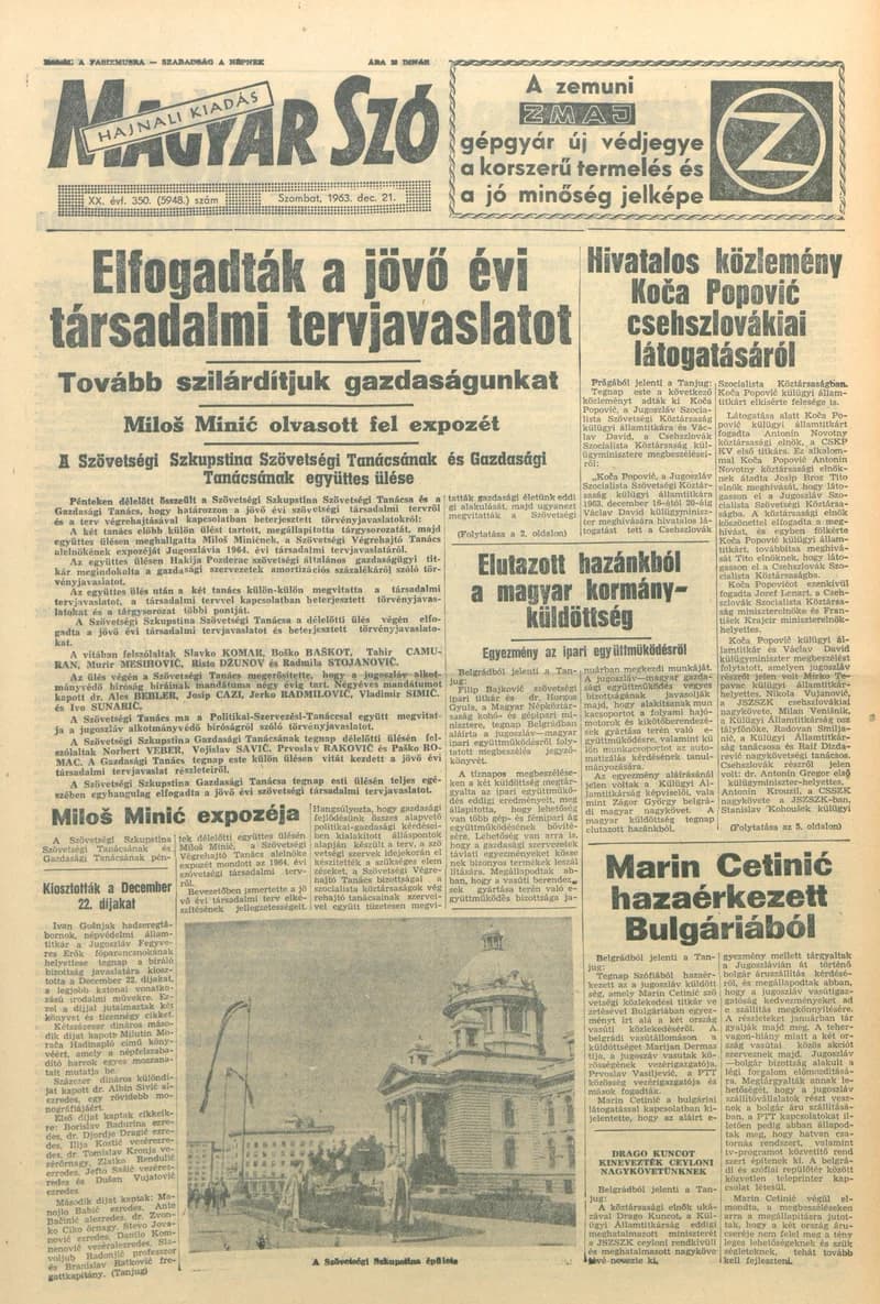 Magyar Szó, 20. évf. 1963. december 21. 350. sz. 1–12. oldal