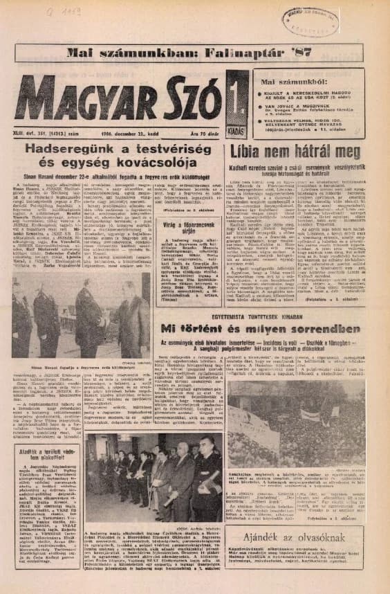 Magyar Szó, 43. évf. 1986. december 23. 351. sz. 1–20. oldal