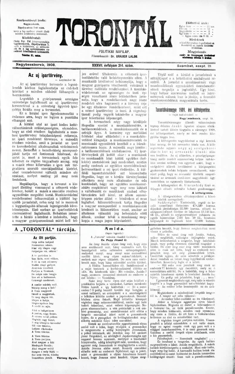 Torontál, 37. évf. 1908. szeptember 19. 214. sz.