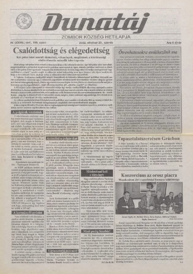 Dunatáj, 4. évf. 2002. október 23. 185. sz.