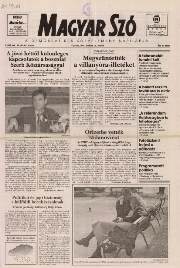Magyar Szó, 58. évf. 2001. február 14. 36. sz. 1–16. oldal