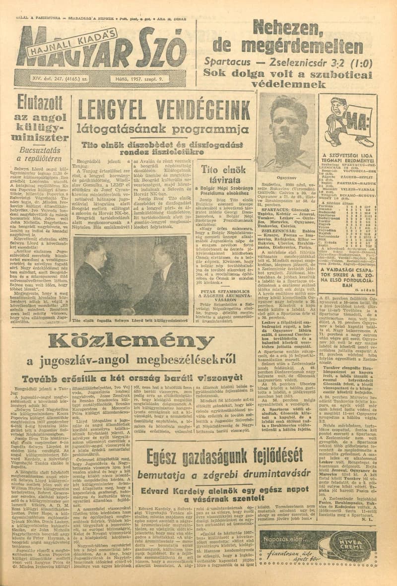 Magyar Szó, 14. évf. 1957. szeptember 9. 247. sz. 1–12. oldal