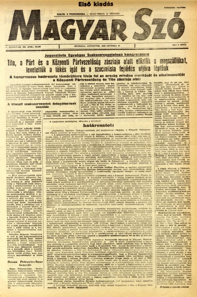Magyar Szó, 5. évf. 1948. október 28. 258. sz. 1–8. oldal