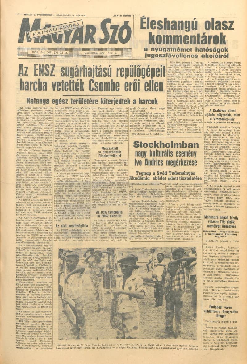 Magyar Szó, 18. évf. 1961. december 7. 302. sz. 1–16. oldal