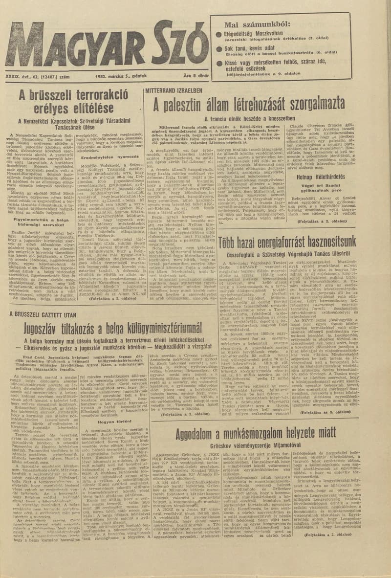 Magyar Szó, 39. évf. 1982. március 5. 62. sz. 1–20. oldal