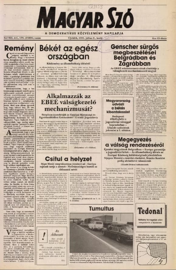 Magyar Szó, 48. évf. 1991. július 2. 179. sz. 1–20. oldal