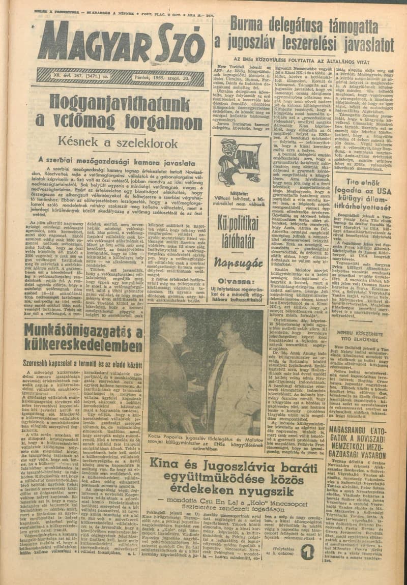 Magyar Szó, 12. évf. 1955. szeptember 30. 267. sz. 1–10. oldal