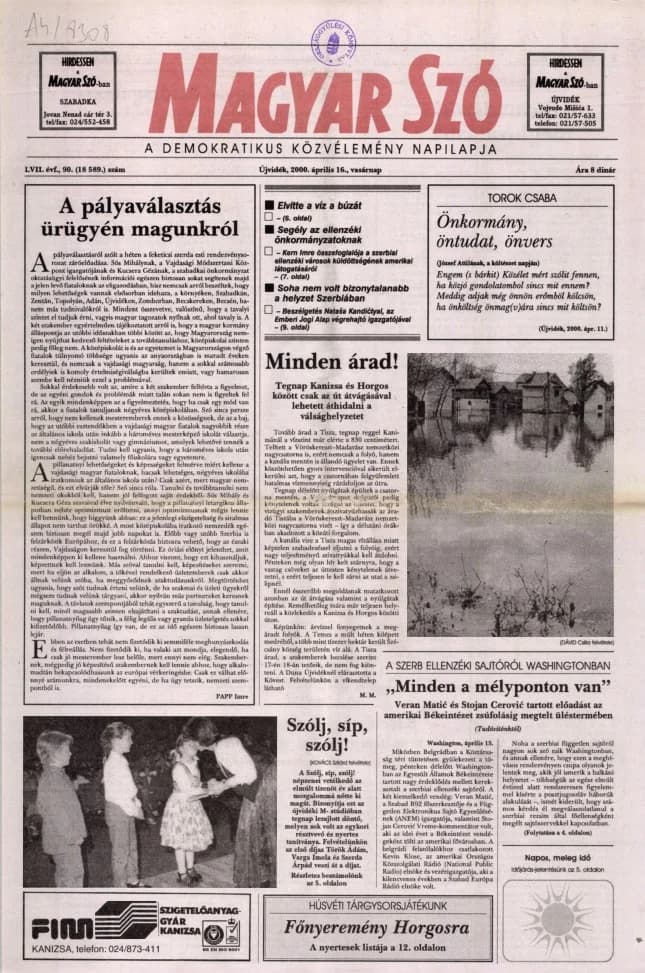 Magyar Szó, 57. évf. 2000. április 16. 90. sz. 1–24. oldal