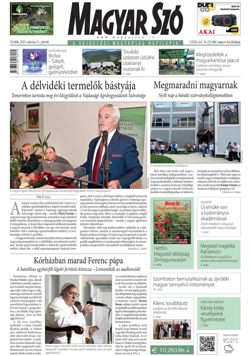 Magyar Szó, 80. évf. 2023. március 31. 74. sz. 1–16. oldal