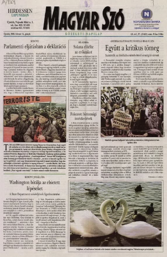 Magyar Szó, 60. évf. 2003. február 14. 37. sz. 1–16. oldal
