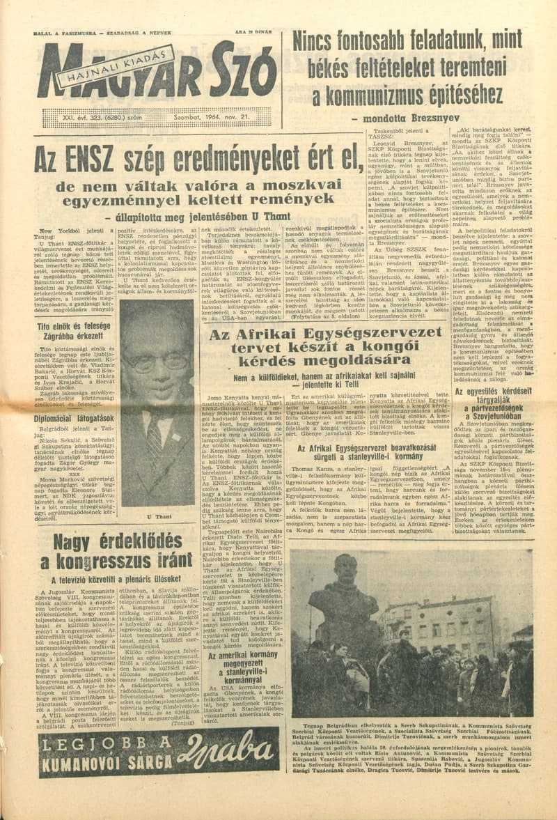 Magyar Szó, 21. évf. 1964. november 21. 323. sz.