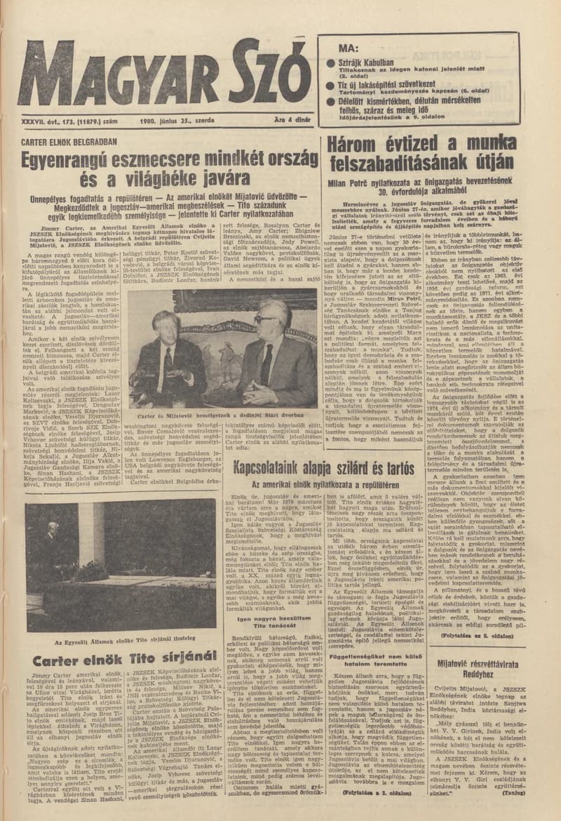 Magyar Szó, 37. évf. 1980. június 25. 173. sz. 1–20. oldal