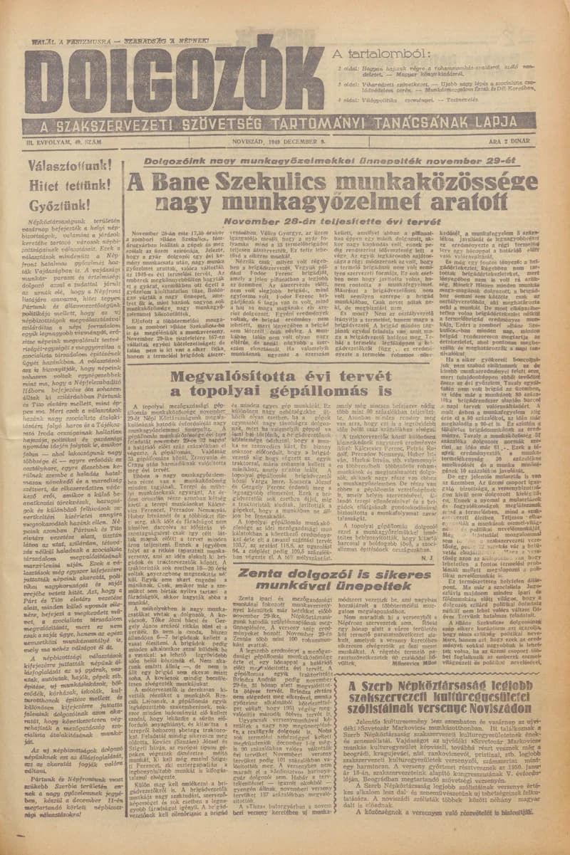 Dolgozók, 3. évf. 1949. december 9. 49. sz.