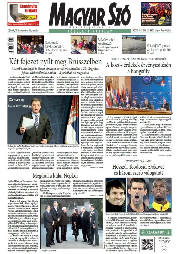 Magyar Szó, 73. évf. 2016. december 14. 292. sz. 1–16. oldal