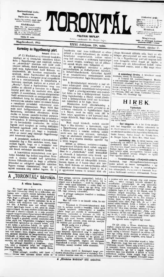 Torontál, 31. évf. 1902. október 17. 238. sz.
